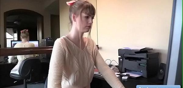 Sexy kinky teen blonde amateur Alana masturbate with thick dildo while playing games at her computer